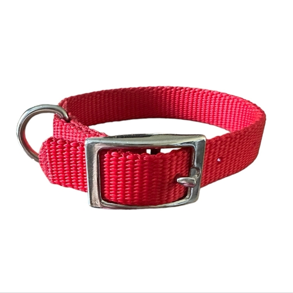 Puppy Collar | NWOT Red Nylon Silver Buckle - Picture 1 of 10